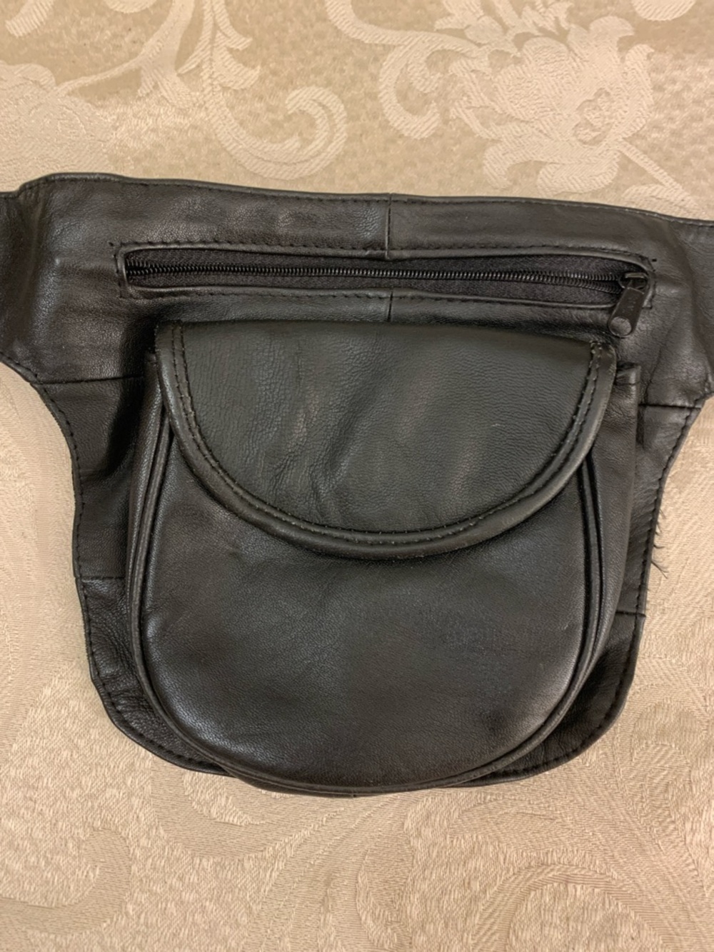 Marshal Black Leather Belt Bag with Front Flap Pocket - Picture 8 of 10